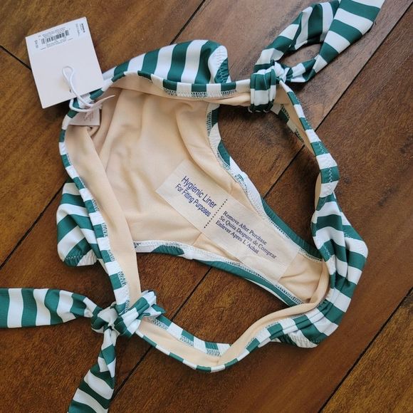 LC Lauren Conrad, Green & White Stripe Bikini Bottom - Picture 6 of 7